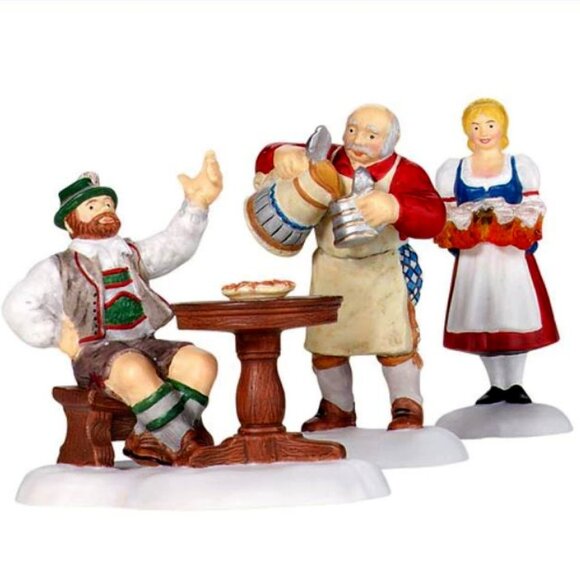DEPARTMENT 56 - Alpine Village - At The Octoberfest - Set of 3 - In Original Box - Picture 2 of 10